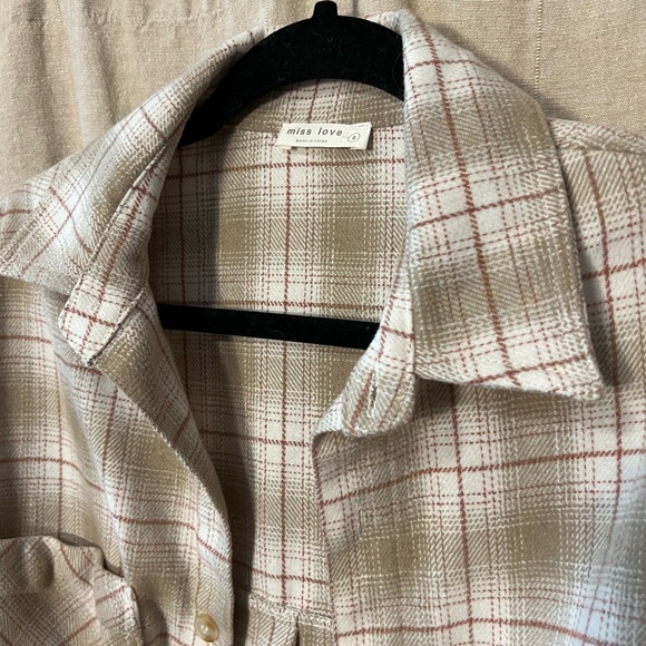 Beige Plaid Shacket - Picture 2 of 6